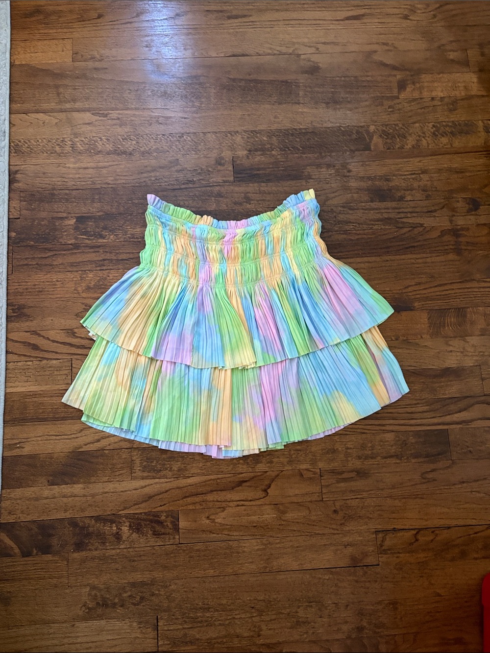 Current Air Pastel Tie-Dye Tiered Mini Skirt
